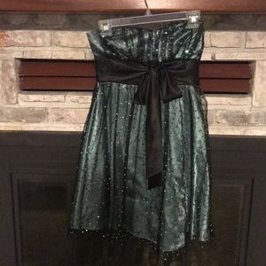 Teal and black semi formal dress